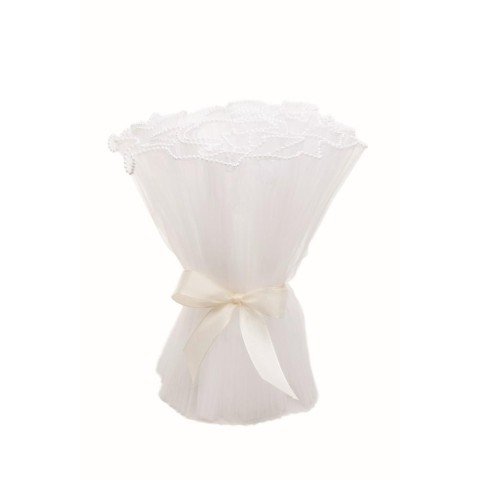 CONI BOUQUET TISSU PLISSE H.40 CM. BIANCO